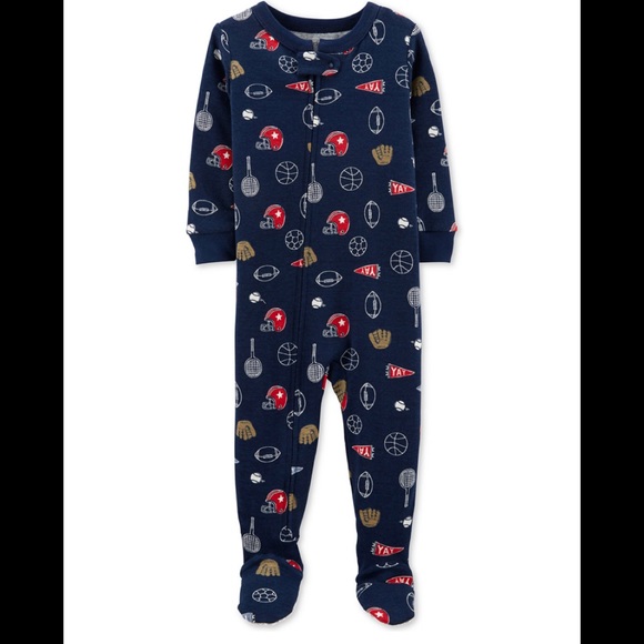 Carter’s Baby Boys Sports Print Footed Pajamas 12M - Picture 1 of 8